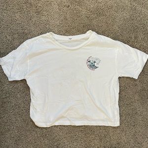 White “save the oceans” crop top